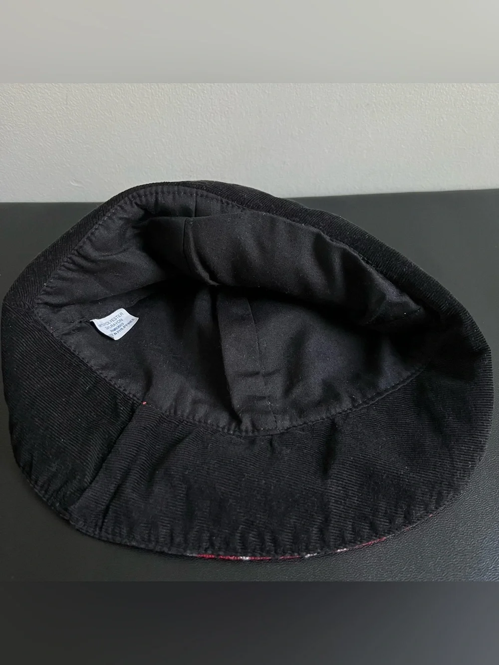 Kid’s Red Tartan Plaid & Black Corduroy Bucket Hat Child’s Cap